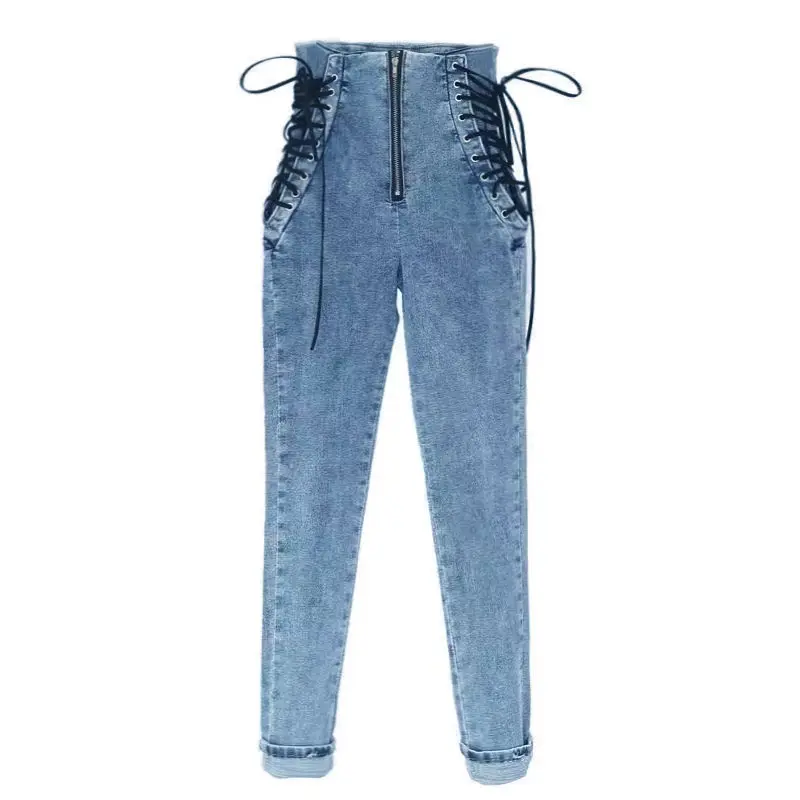 High Waist Hips Tight Jeans Female Sense Europe And The United States 2020 Spring and Summer Slim Feet Pants Nine Pants