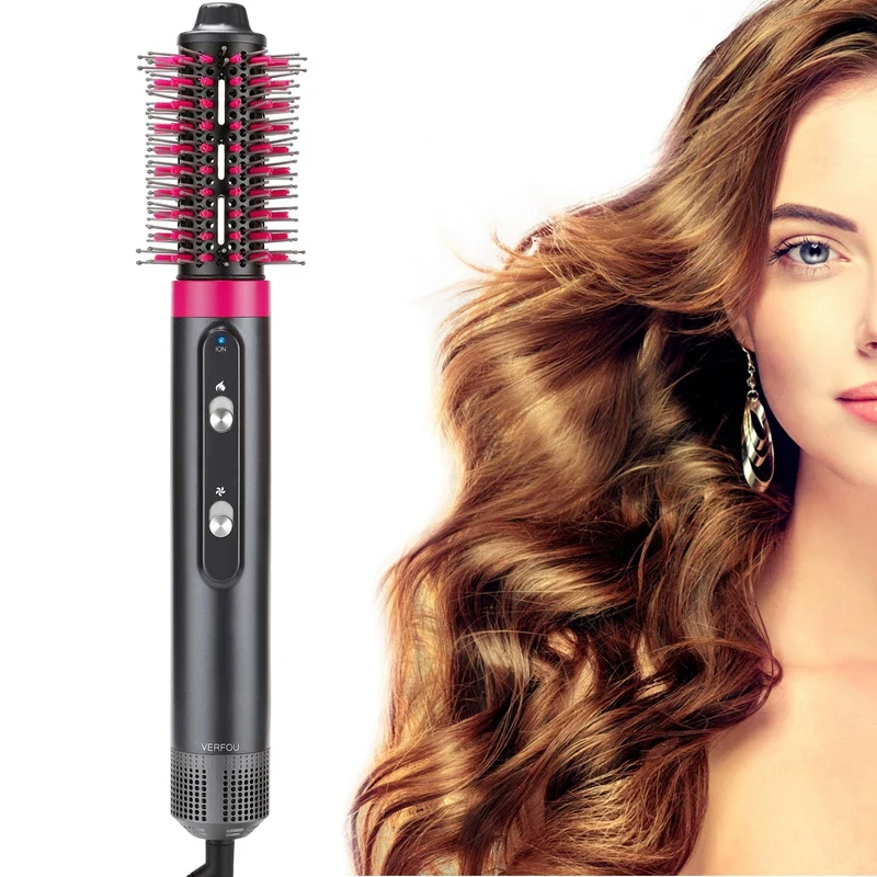 

Hot Air Brush Hair Dryer Brush 4 in 1 Negative Ionic Hair Straightener Brush Salon Ceramic Electric Blow Dryer
