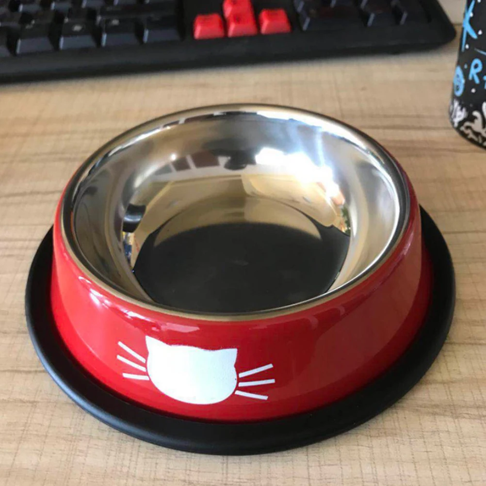 

Thick Non-slip Cat Dog Food Bowl Foods Utensils Single Stainless Steel Pet Bowls for cats and puppies Pet Bowls
