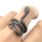 Металлическое кольцо в виде змеи в стиле панк, унисекс, регулируемые черные кольца для ночного клуба, индивидуальные модные ювелирные изделия