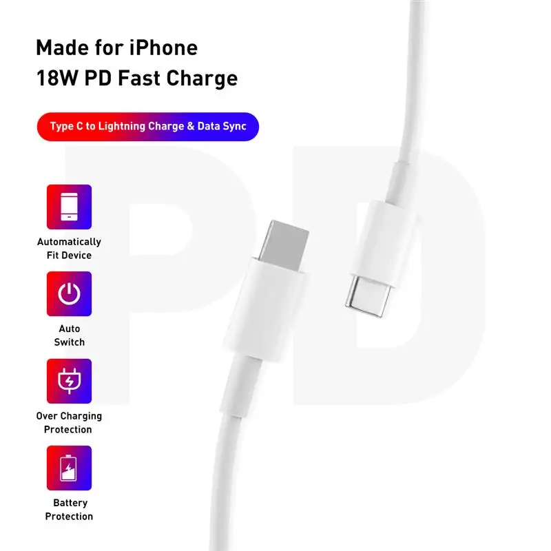 Кабель зарядный USB Type-c на Lightning 18 Вт для iPhone 8 X XS XR 11 Pro Max 8plus 11pro 2A | Мобильные
