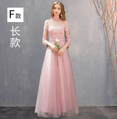 pink F Новая розовая одежда для невесты длинные платья макси Аппликации Тюль без рукавов дамы элегантный для выпускного вечера платье на выпускной Vestido - Цвет: pink F
