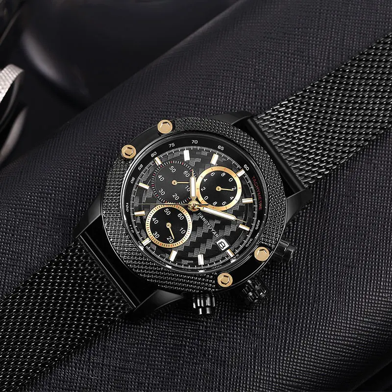 

Men Quartz Stainless Steel Watch Fashion Luxury Casual with Timed Luminous Multi-Function Men's Sports Watch Relogio Masculino