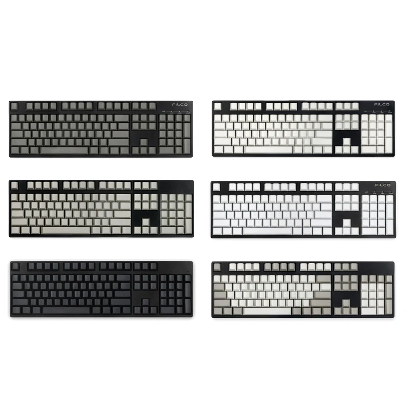 

120 Key PBT Keycaps Gray White Black Dark Gray Light Gray Natural Not-Engraved