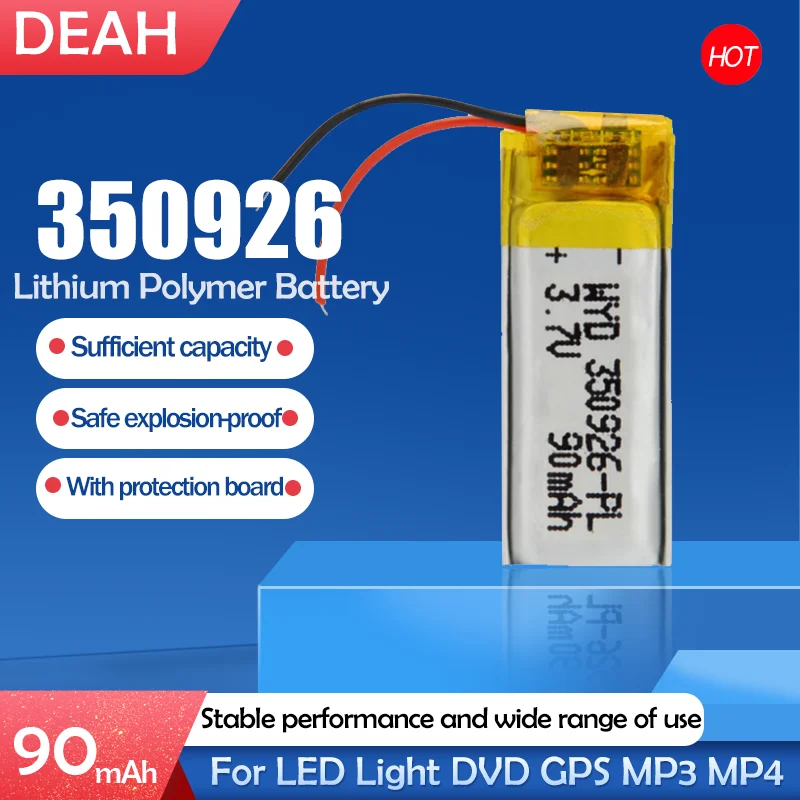 Литий-полимерный литий-ионный перезаряжаемый аккумулятор 90 мАч 3 7 в 350926 для MP3 MP4