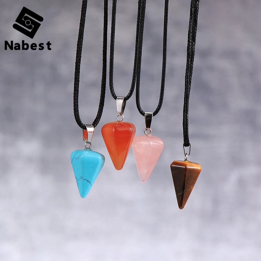 Женское Ожерелье из натурального камня с кристаллами коническая подвеска опал