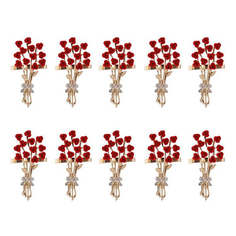 

10 Pcs Valentine's Day Series Rose Flower Napkin Button Napkin Ring Napkin Ring