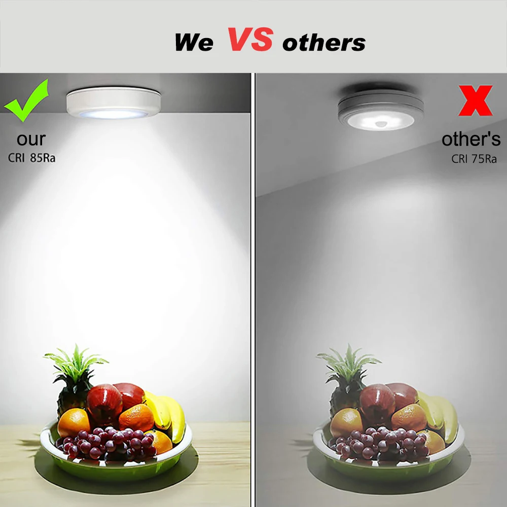 LED Light Motion Sensor Under Cabinet Wireless Puck 2 Control Method Night Lamp Battery Operated For Wardrobe | Лампы и освещение