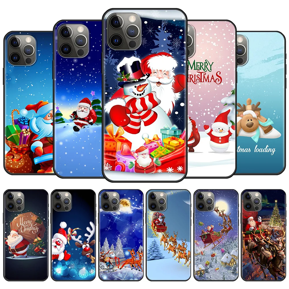 

Phone Case For Apple iPhone 11 13 12 Pro Max Mini X XS XR 6 6S 7 8 Plus 5 5S SE(2020) Coque Merry Christmas Santa Claus Cartoon