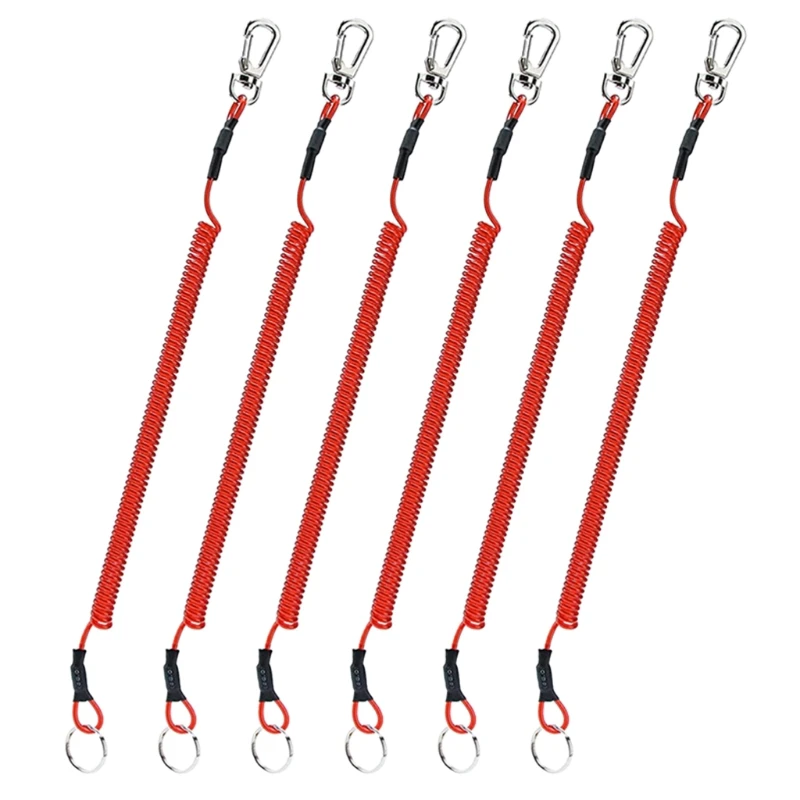 

6pcs Fishing Coiled Lanyard Heavy Duty Safety Boating Rope Retractable Wire Fishing Tools Lanyards