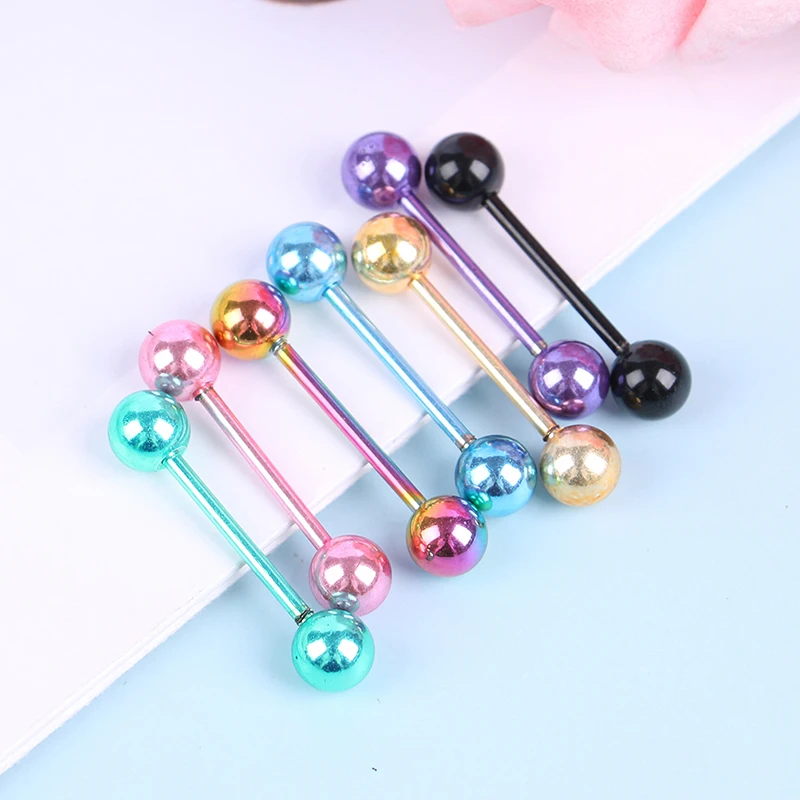7 цветов/комплект стержни из нержавеющей стали с двумя шариками для пирсинга |