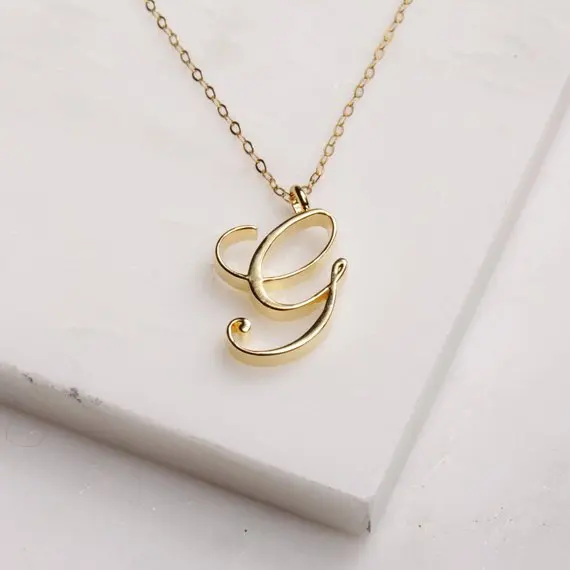 

Cursive America English word Letter G Family name sign pendant chain Necklace tiny USA alphabet Initial Letter mom gift jewelry