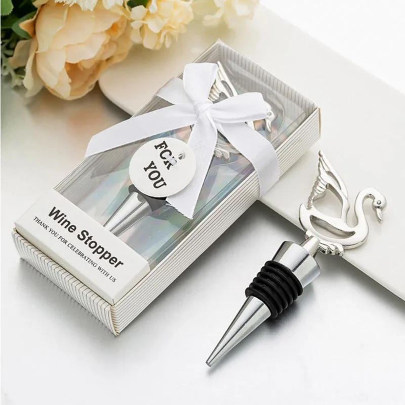 

6Pcs Creative Gift Swan Design Wine Stopper Wedding Party Favors Gift for Guests Wholesale Price Present Promotionl Gift
