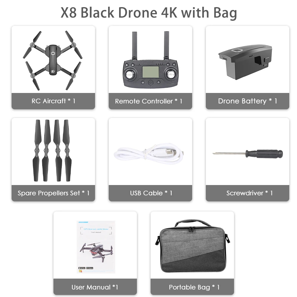 CSJ-X8 бесщеточный Радиоуправляемый Дрон с камерой 4K Дрон gps жесты Фото Видео Радиоуправляемый квадрокоптер вертолет 2/3 батареи Портативная сумка - Цвет: 1Battery with bag
