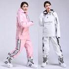 Женский лыжный костюм, дышащий, теплый, ветрозащитный, водонепроницаемый, куртка, лыжные штаны, Женский комплект с капюшоном, лыжные костюмы для сноуборда