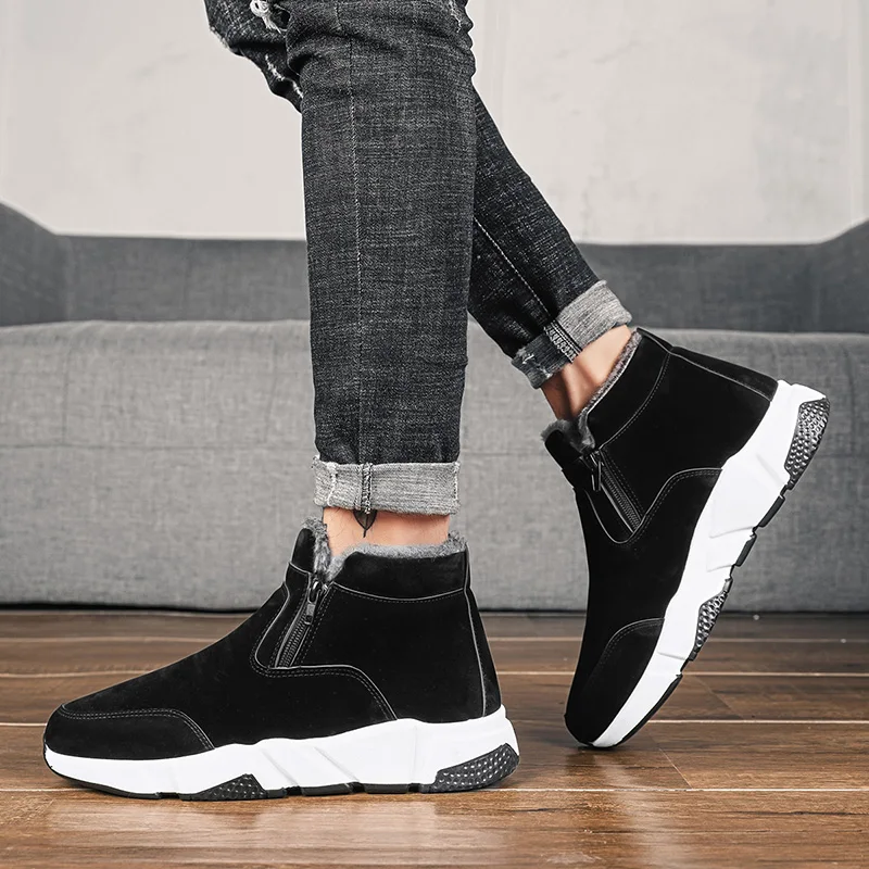

Hot Sale Men Shoes Winter Outdoor Walk Comfortable Skid Plus Cashmere Solid Color Cotton Snow Boots Size 39-44 Botas de Nieve