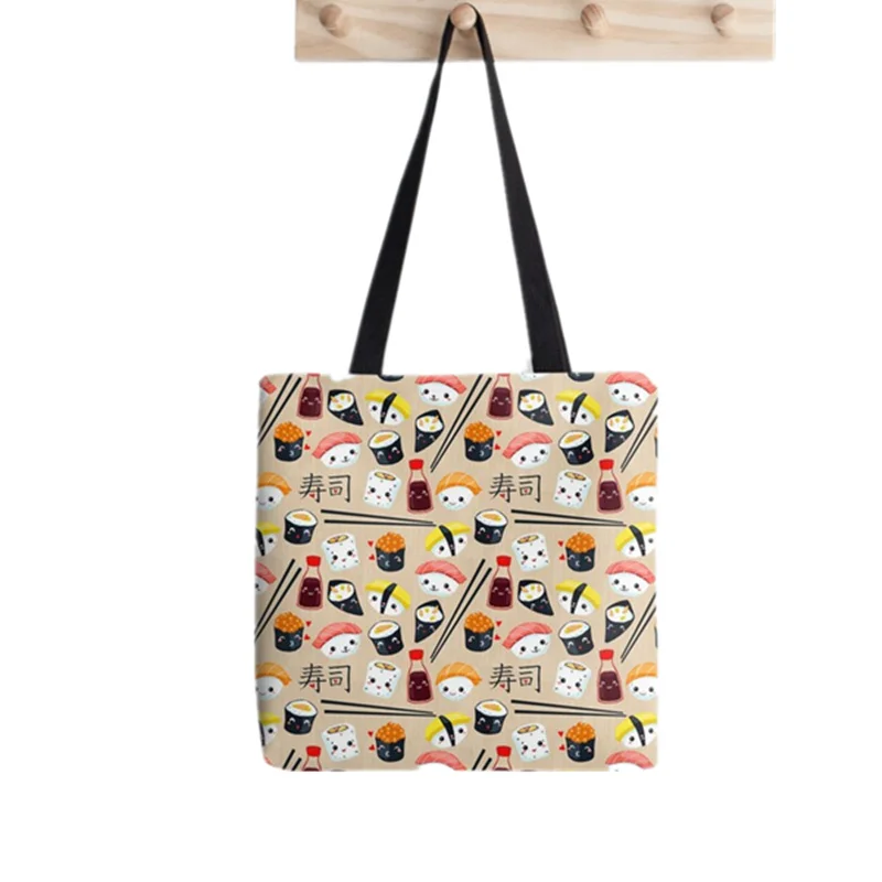 

2021 Shopper Kawaii Sushi Tote Bag Printed Tote Bag women Harajuku shopper handbag girl Shoulder shopping bag Lady Canvas Bag
