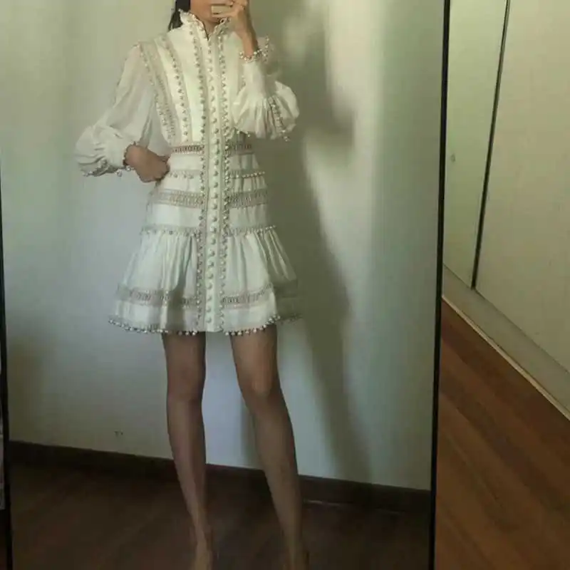 Платья для женщин на пуговицах с вышивкой и бахромой в класса люкс высоким плотно