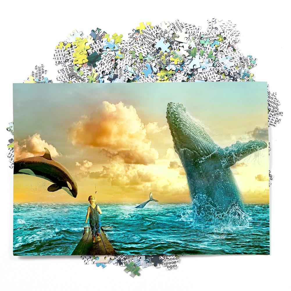 

1000 Pieces Fun Cartoon Sea and Boy Paper Puzzles DIY Assembly Jigsaw Toys