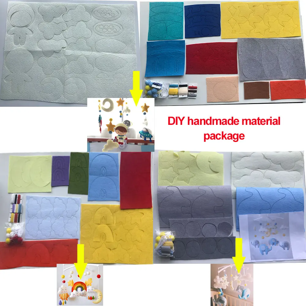 

Baby Toys 0-12 Months Baby Rattles Cartoon Pregnant DIY Handmade Material Package Baby Crib Holder Rattle Bracket Clockwork Toy