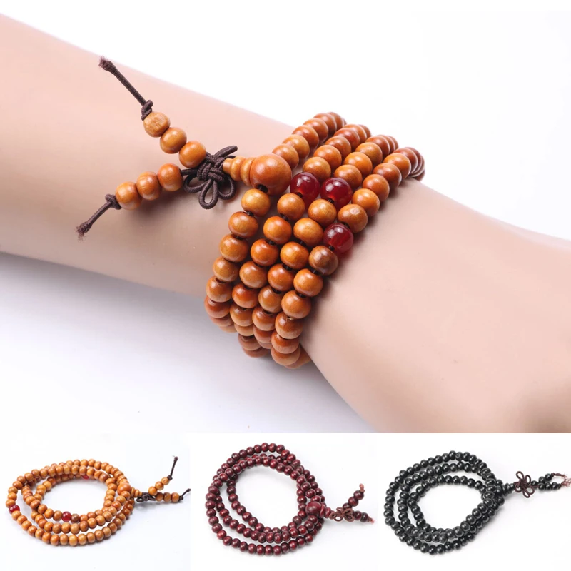 Браслет мужской/женский из натурального дерева с бусинами 8/6 мм|Браслеты шармами|