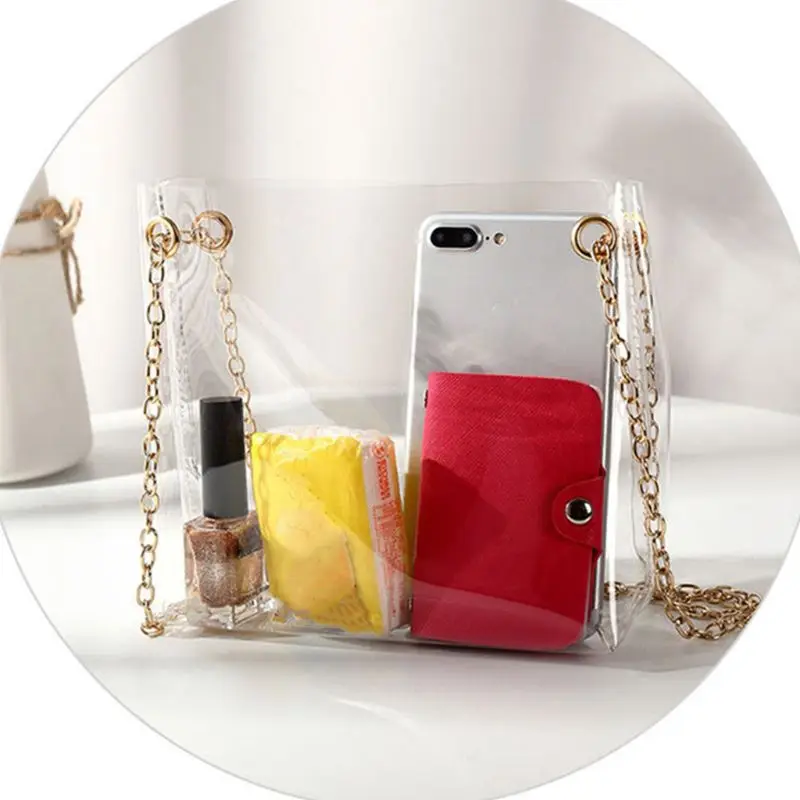 Маленькая женская сумка наплечная Сумочка с ремешком на цепочке прозрачная