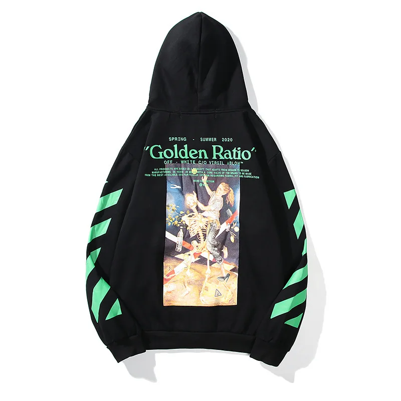 

2020 new skull oil painting print pullover hoodie men and women couples same paragraph WHITE sweater