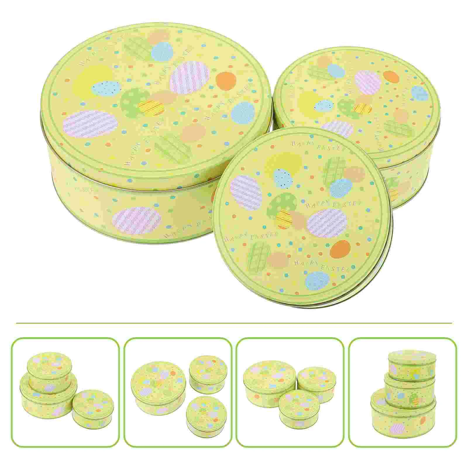 

1 Set Easter Themed Pattern Candy Boxes Tinplate Candy Cases Candy Containers