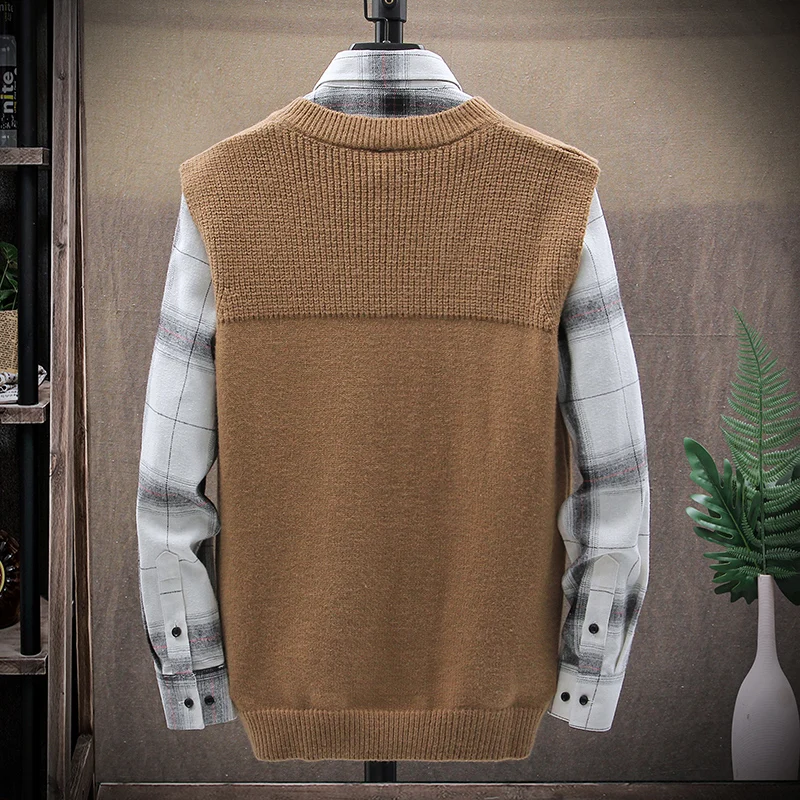 

Single Road Mens Knitted Sweater Vest Men 2020 Winter Solid Sleeveless Jumper Sweaters Harajuku Korean Style Black Sweater Men