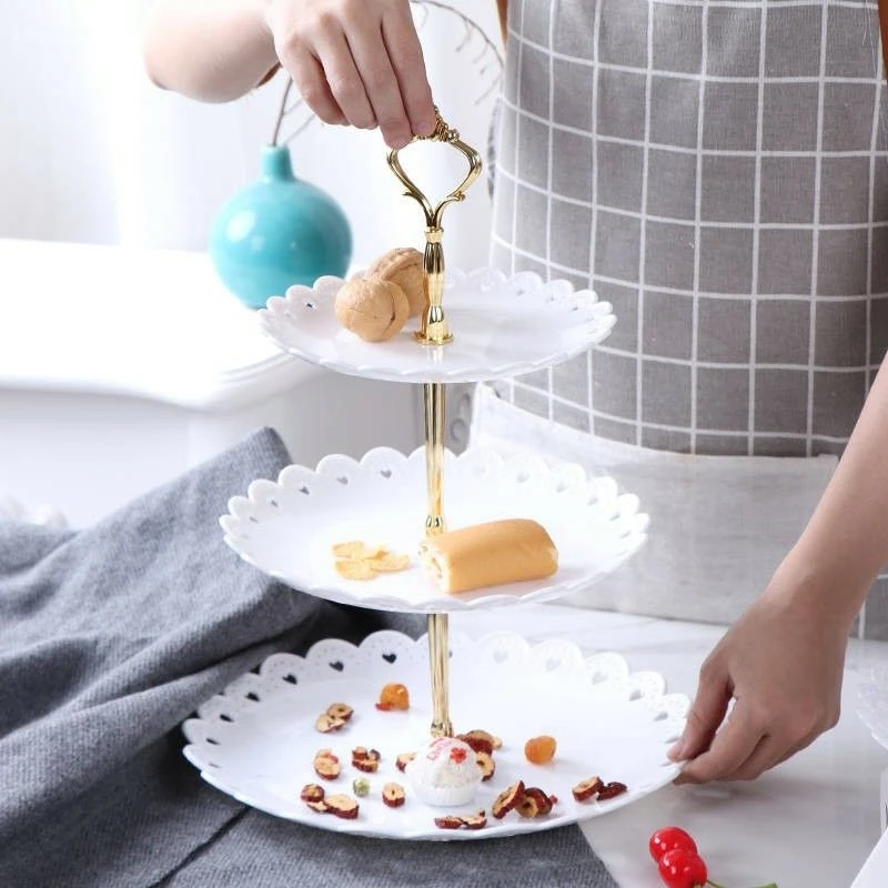 Тарелка для фруктов в европейском стиле трехслойная стойка закусок гостиная