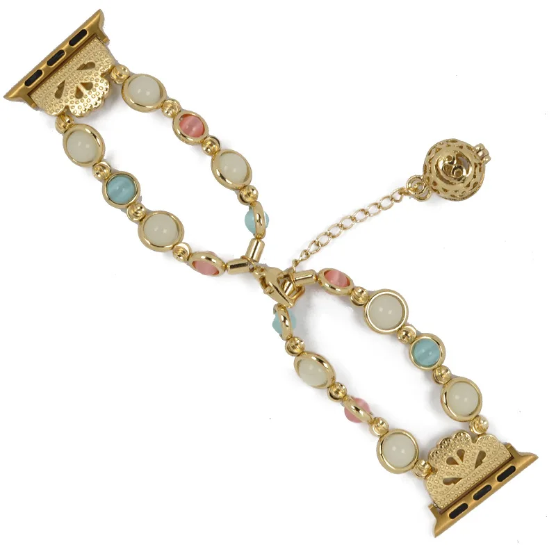 Новый дизайн бусы колье бисер браслет ремешок для наручных часов Apple Watch Series 5 4 3 2 1