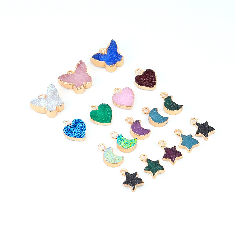 Блестящие подвески 5 шт./лот из матовой смолы смешанных цветов бабочки звезды