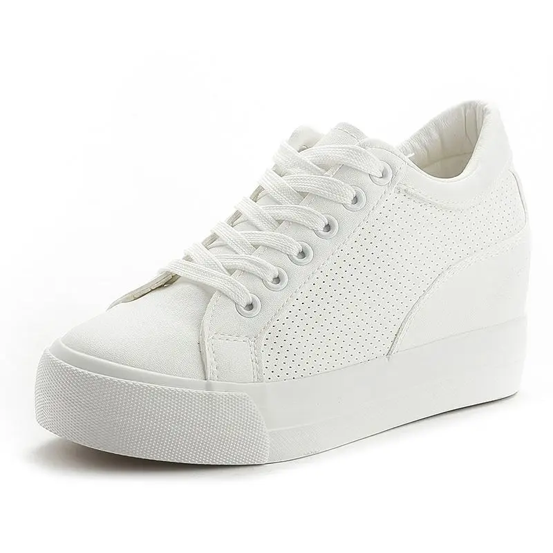 

Sneakers Breathable increased Platform Shoes Casual Footwear Leather White Shoes Women's Vulcanize Shoes women sneakers