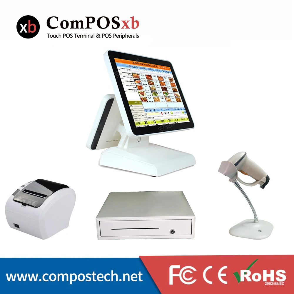 

Composxb pos system 15+12 inch dual screen J1900/4GB/64GB point of sale system cash register point of sales machine for sale