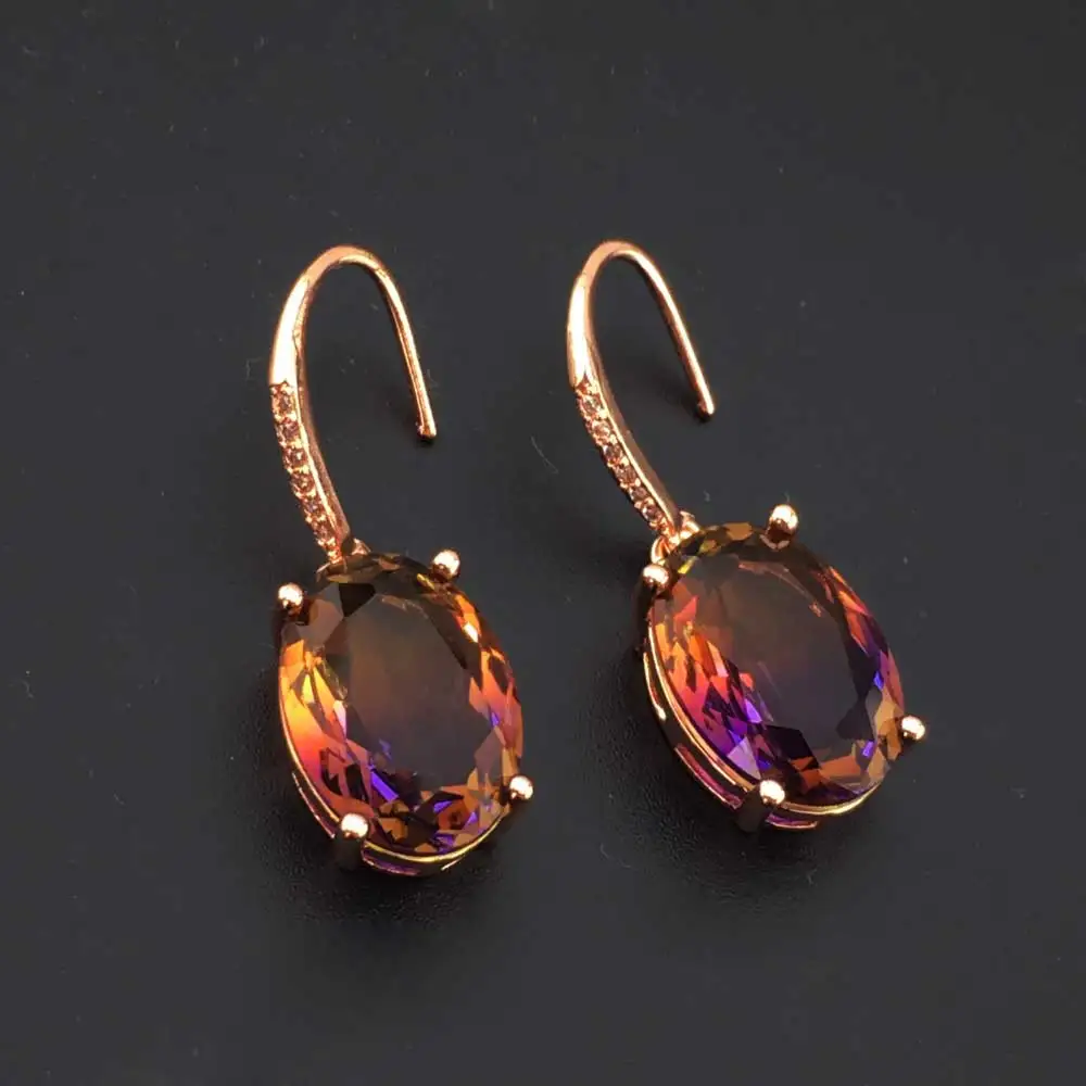 Женские серьги из серебра 925 пробы с крупным аметистом