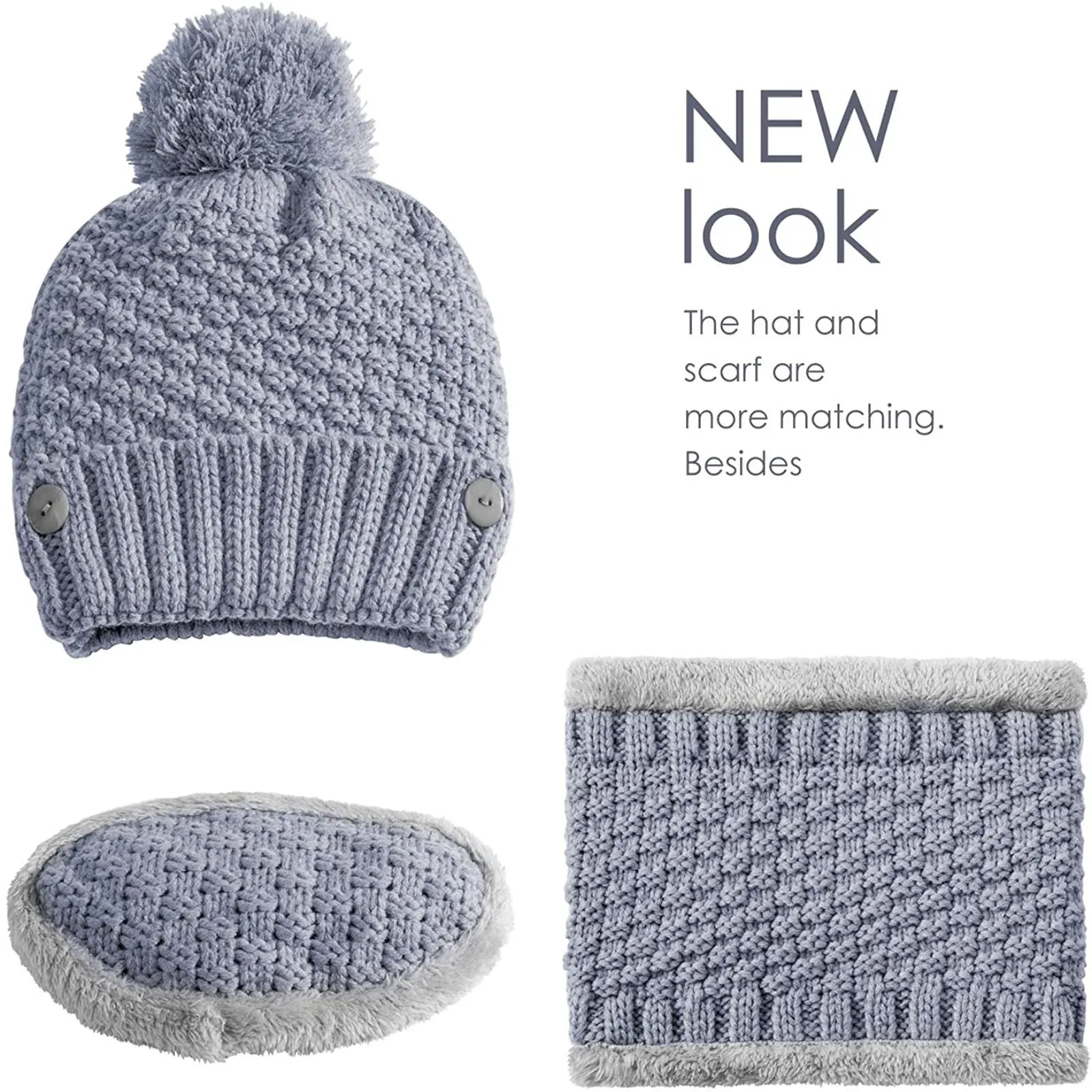 

2020 New Hat & Scarf Women 3 Pieces Knitted Winter Wool Beanie Cap Mask Female Keep Warm Neckerchief Men Winter Accessories