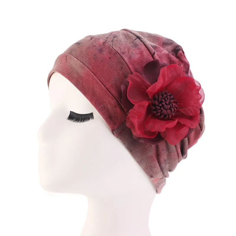 

Cotton flower Stretch Turban Ruffle Hair Hats Beanie Bandanas Scarf Head Wrap Headwear for Women 41