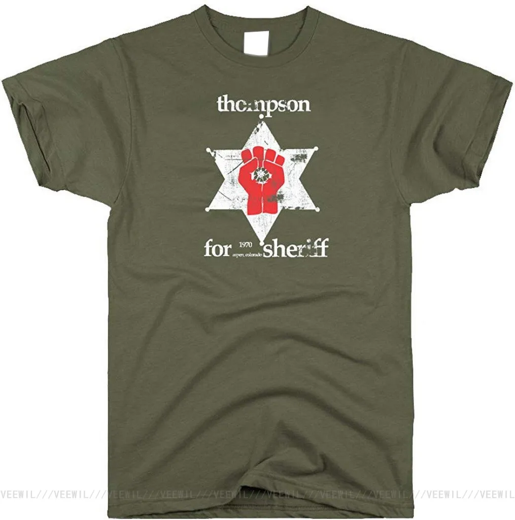 Мужская футболка Hunter S Томпсон шериф Gonzo мужская женская одежда Топы Футболка -