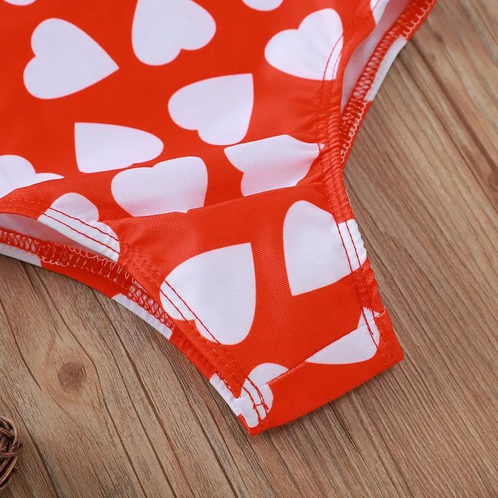 Цельный пляжный купальник с принтом в форме сердца для девочек летняя купальная