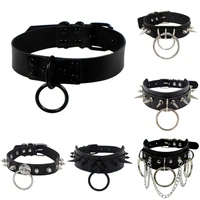 black spike choker collar punk gothic pu leather adjustable choker necklace neck collar rock choker necklaces harajuku