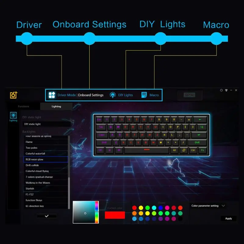 

RGB LED Backlit Bluetooth 5.0 Wireless Mechanical Keyboard Portable Gaming Keyboard 61 Keys Mini Keyboard