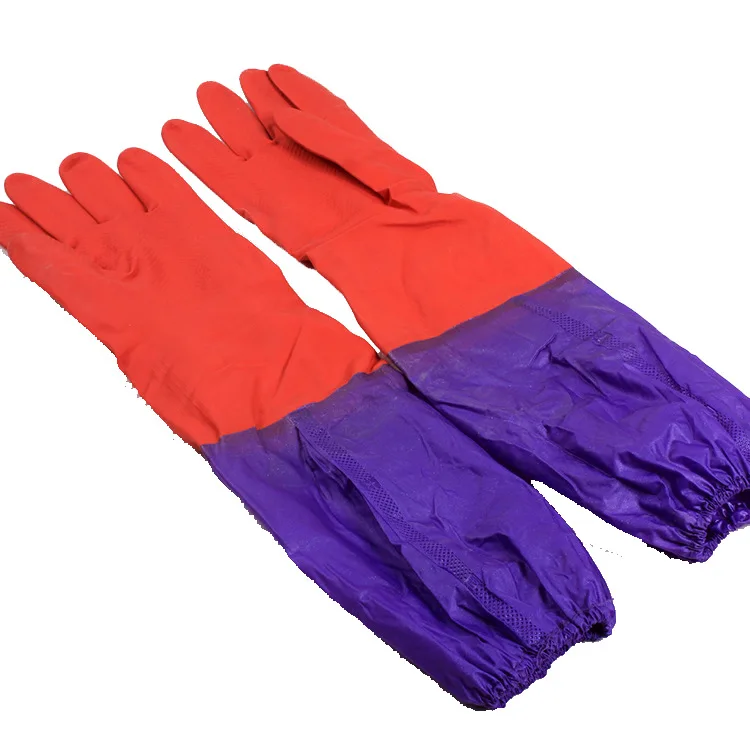 

Multi-Functional Rubber Housework Gloves Kitchen Wash Dishes Long Sleeve Rubber Velvet Lining Waterproof Glove