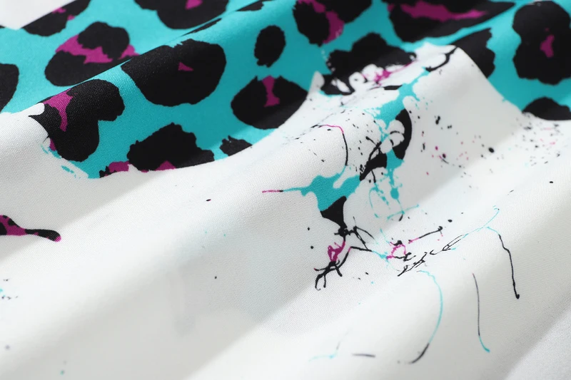 

Men Harajuku Leopard Patchwork Print Shirt Blouse Unisex Oversize Short Sleeve 2021Summer Hawaii Beach Holiday Loose Shirts