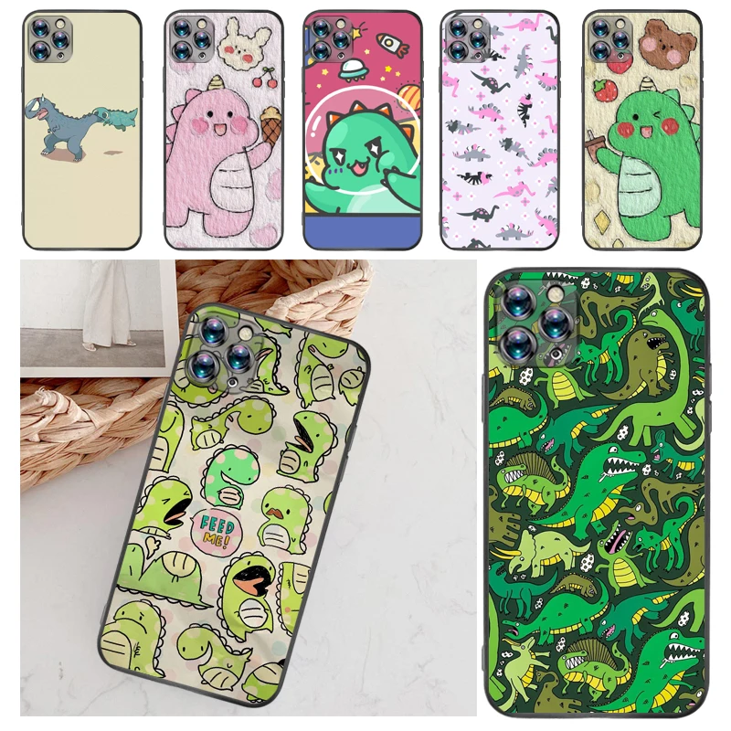 

Cute Flowers Funny Couples Dinosaur Color Painting Phone Case For iPhone XS MAX XR X Soft TPU Carcasa Cases Funda Back Cover