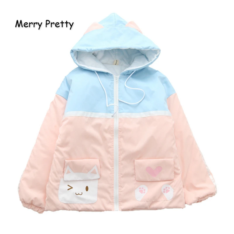 Женское хлопковое пальто в стиле Харадзюку MERRY PRETTY куртка пэчворк с длинным