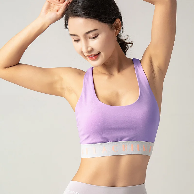 

New Arrival Woman Sports Bralette Stretchy Padded Running Breathable Shock Proof Push Up Bra Close-Fitting Fitness Sling Vest