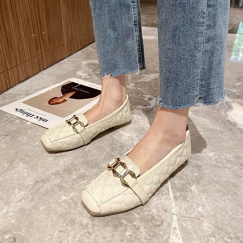 

Hot Sale Square Toe Loafers Shoes Women Slip On Sneakers Comfortable 2021 Ballet Flats Shoes Female Sneakers Slip Ons