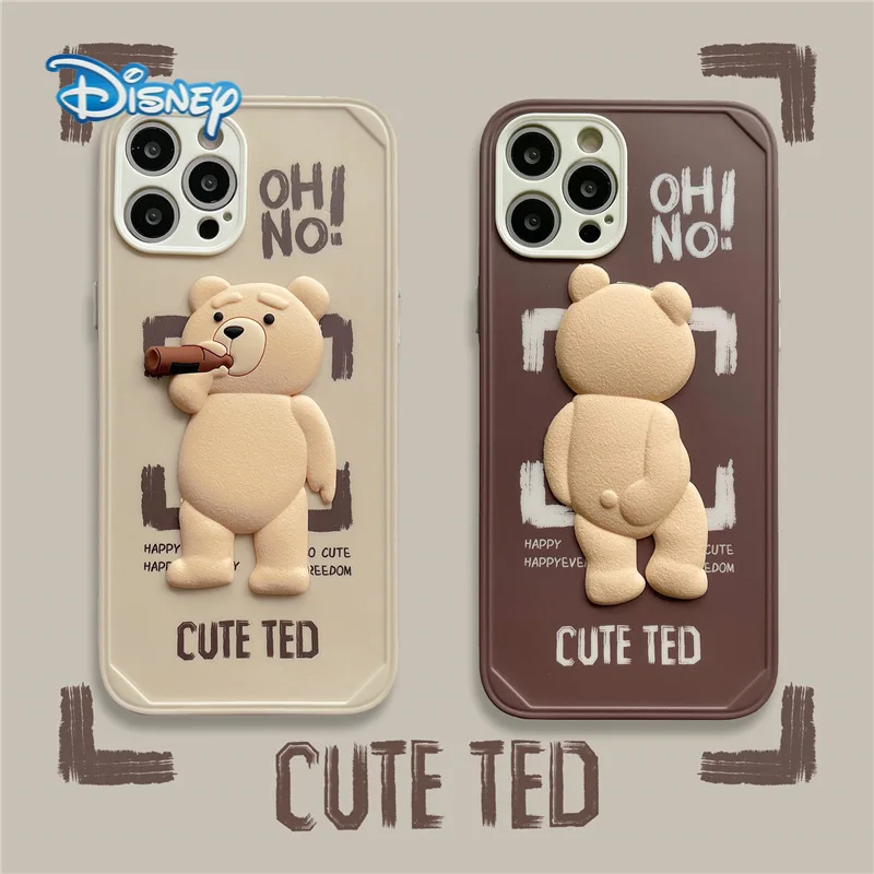 

Disney 3D Cartoon Bear Mobile Phone Case for iPhone 13 12 11 Pro Max Mini XR XS 7 8 Plus Cute Funny Cell Phone Back Covers