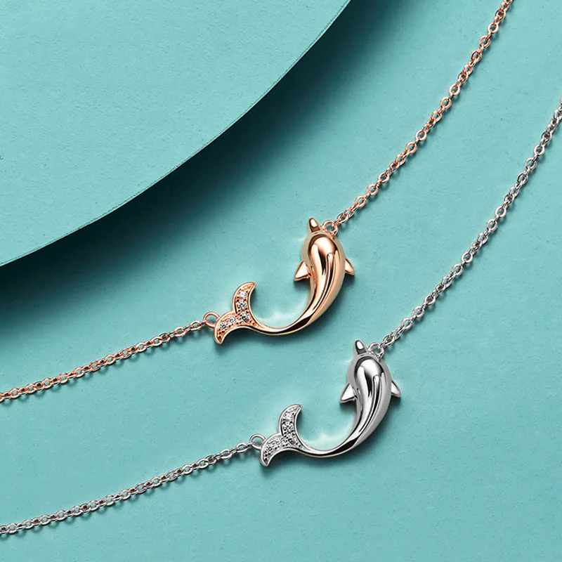 

JrSr New 100% 925 Sterling Silver Cute Fish Pendant Clavicle Necklaces 2020 Woman DIY Jewelry Valentine's Day Gift Free Shipping