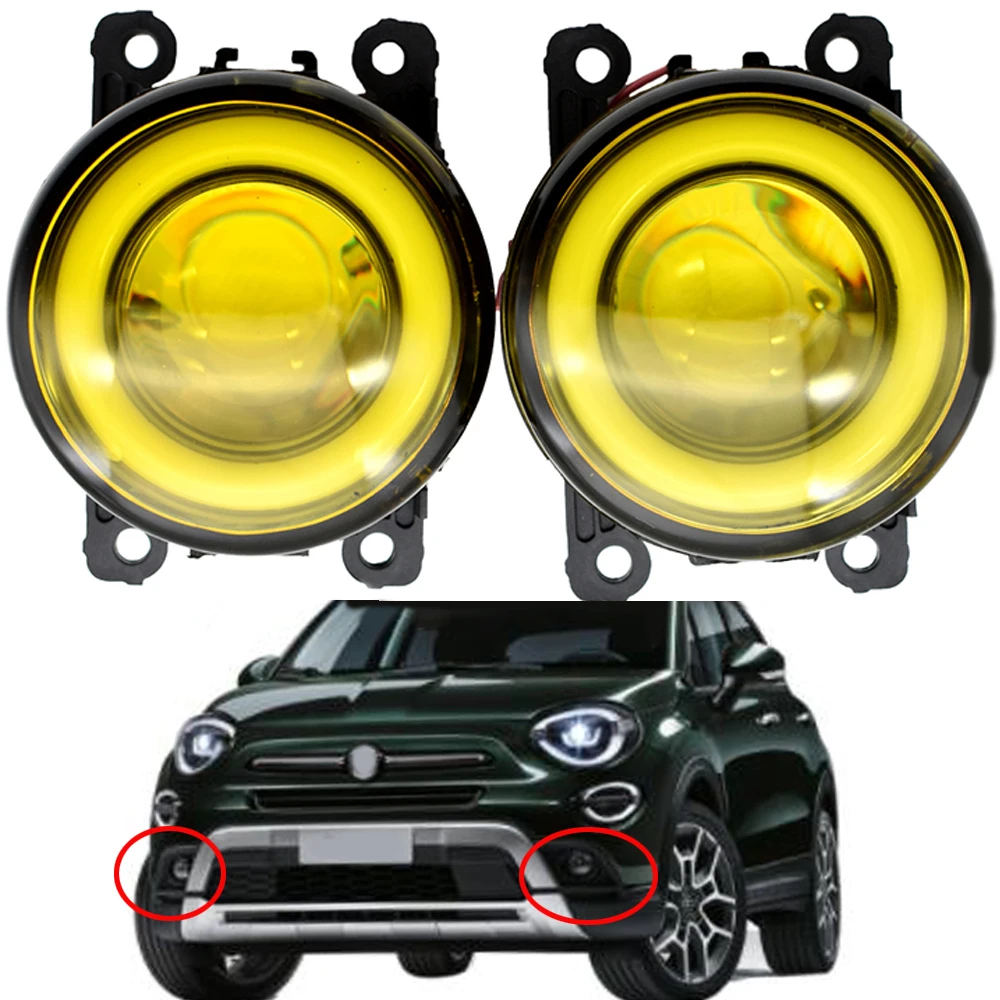 

Светодиодный ные Противотуманные фары «ангельский глаз» для Fiat 500X, 334, 2018, 2019, противотуманные фары H11, 12 В, противотуманные фары для автомоби...